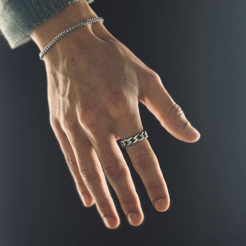 Silver Cuban Link Ring | Men Size 7-11 Statement Men's Gift Idea Streetwear Style von JVStreetwear