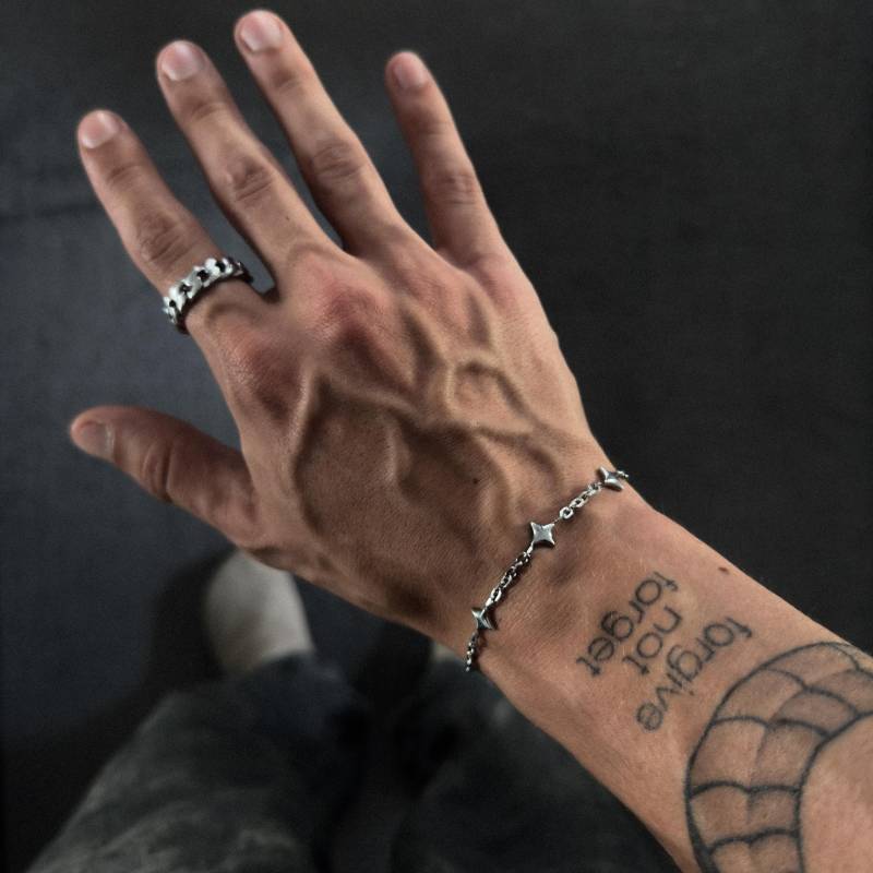 Star Bracelet Silver | Minimalistic Men Charm Unique Streetwear Jewelry Waterproof & Non Fading von JVStreetwear