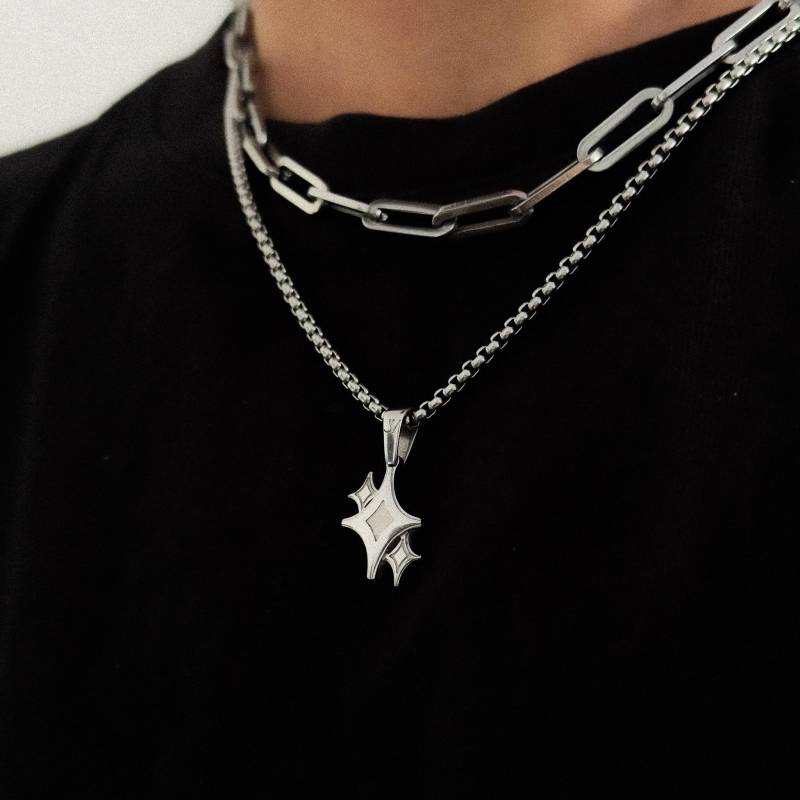 Star Chain Silver | 2.5mm Box Necklace Men Minimalistic Waterproof & Non Fading Streetwear Jewelry von JVStreetwear
