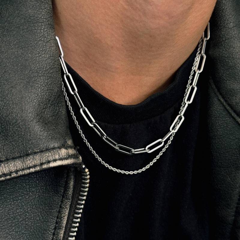 Twisted Rope Chain Silver | 2mm Necklace Men Minimalistic Streetwear Jewelry 50-60cm Waterproof von JVStreetwear