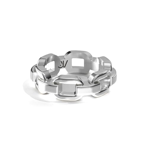 JVillion Paperclip Link Ring Silber Herren Streetwear Modeschmuck Edelstahlring, Größe 7-11, wasserfest & nicht-abfärbend (10) von JVillion