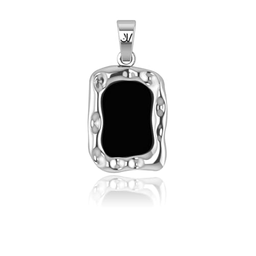 JVillion Schwarzer Onyx Anhänger Silber Herren Streetwear Schmuck wasserfestes Design Geschenk Männer von JVillion