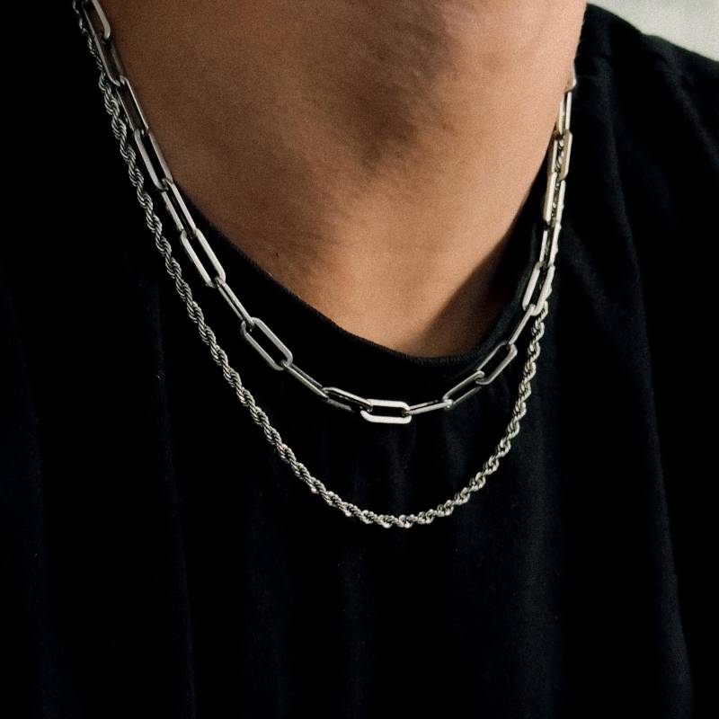 Rope Halskette Herren - 3mm Kette Silber Streetwear Schmuck Wasserfest & Nicht Abfärbend Geschenkidee von JVillionJewelry