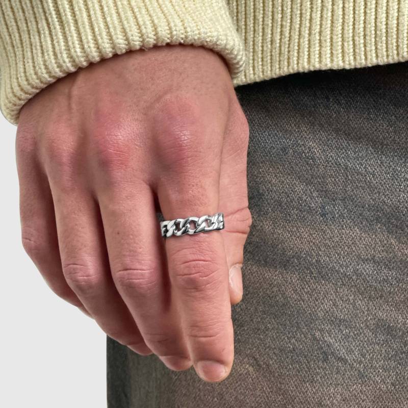 Cuban Link Ring Silber - Streetwear Herren Größe 7-11 Streetstyle Schmuck Geschenkidee Männer von JVillionJewelry