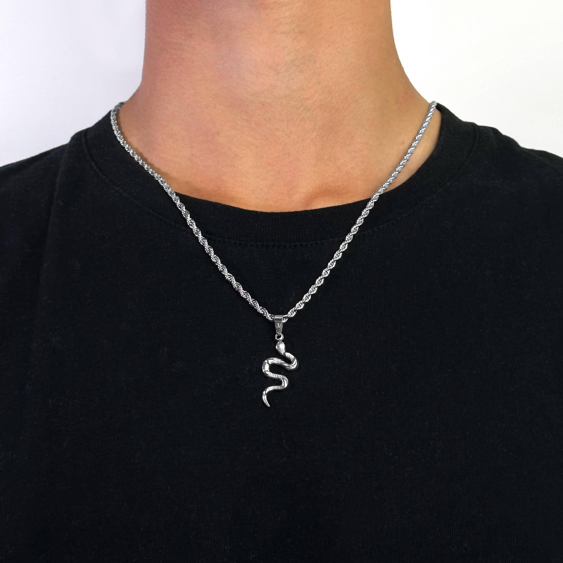 Schlangen Kette Herren - 3mm Rope Halskette Viper Anhänger Mit Streetwear Schmuck Wasserfest & Nicht Abfärbend von JVillionJewelry