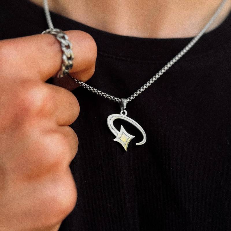 Sternschnuppen Kette Herren - Box Silber Woo Anhänger Streetwear Schmuck Wasserfest & Nicht Abfärbend von JVillionJewelry