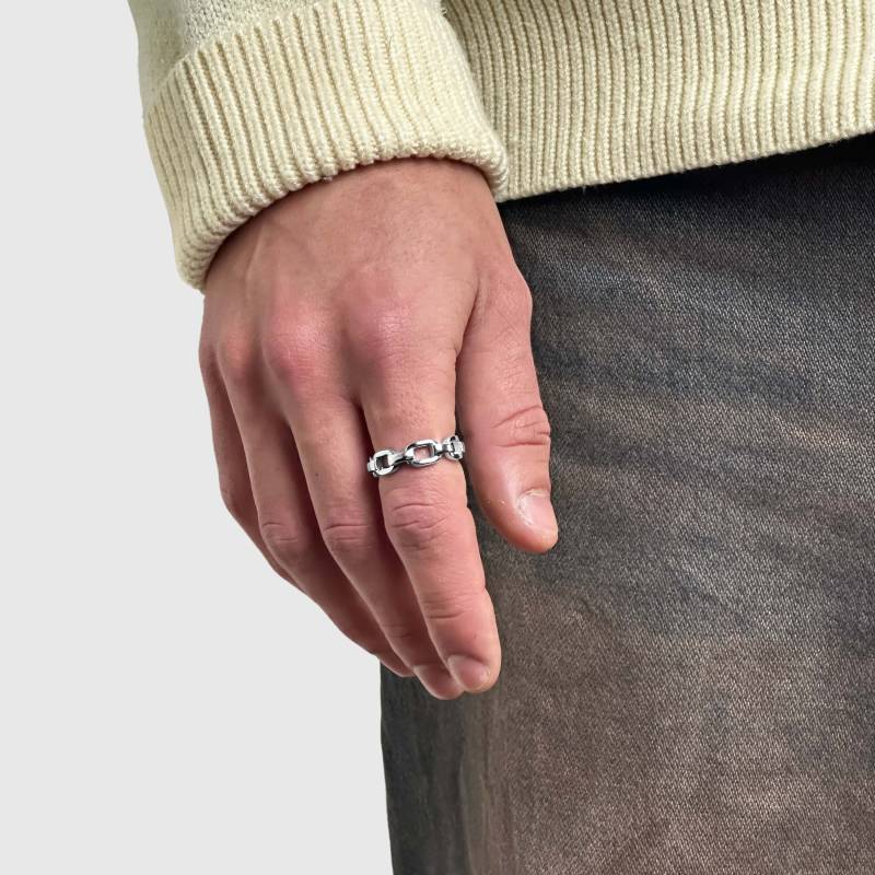 Paperclip Ring Silber - Streetwear Herren Silberner Link Größe 7-11 Wasserfest & Nicht Abfärbend von JVillionJewelry