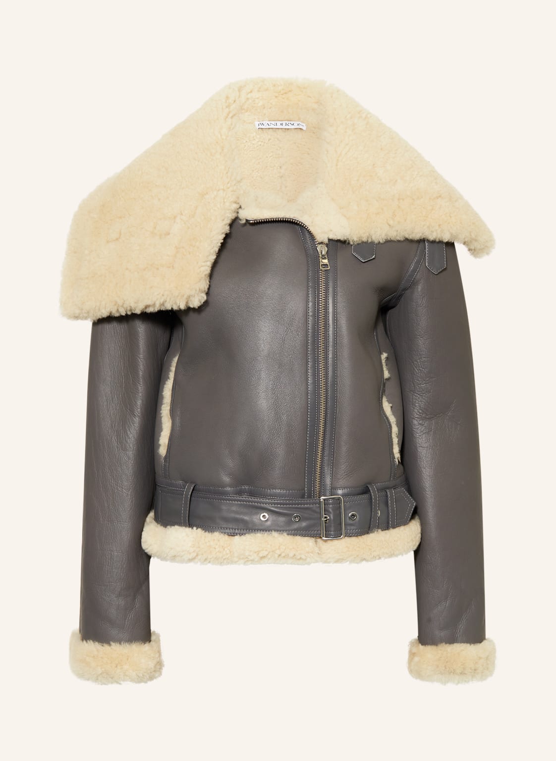 Jw Anderson Lederjacke Mit Schaffell grau von JW ANDERSON