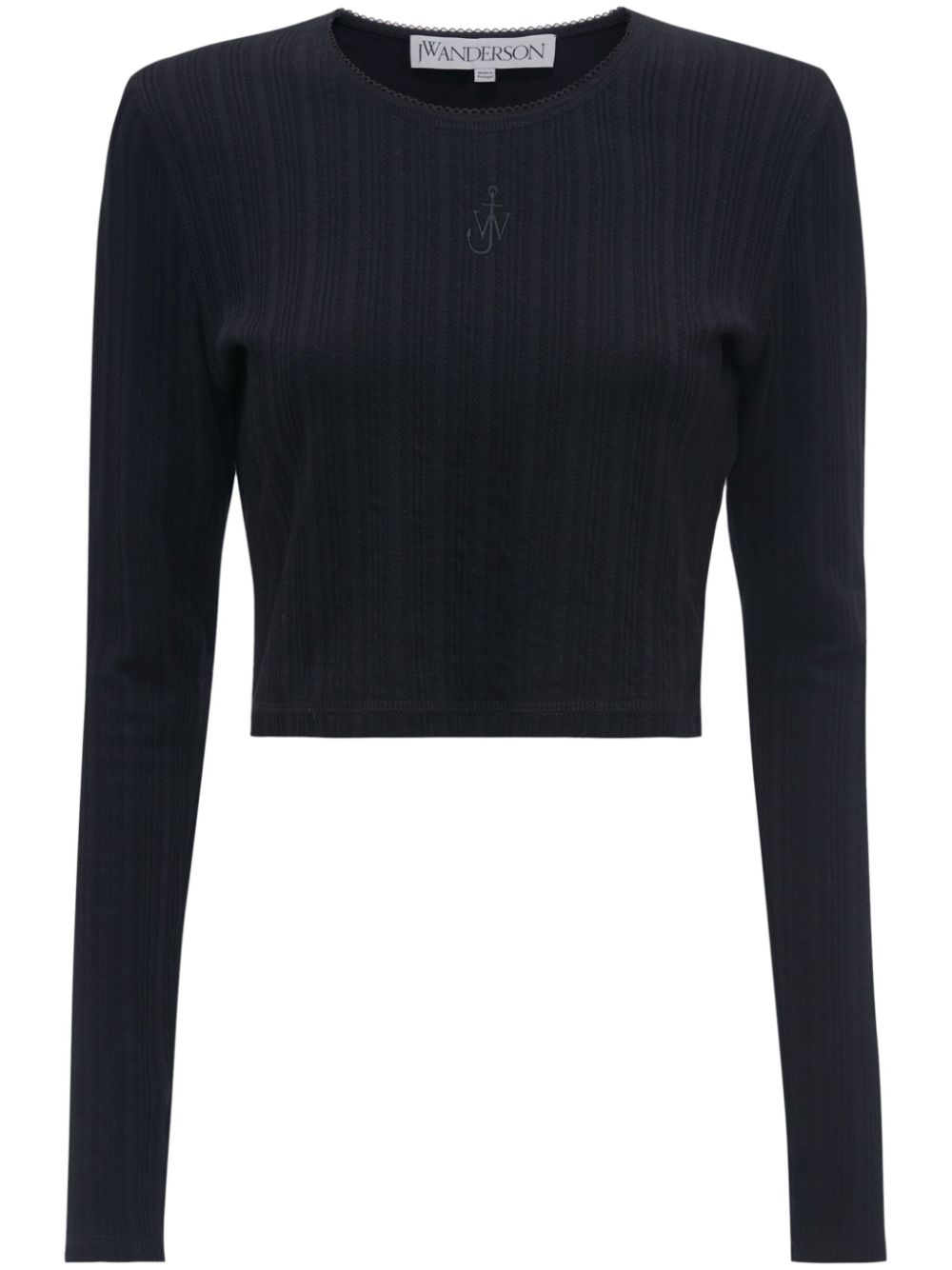 JW Anderson Cropped-Top mit Ankerstickerei - Schwarz von JW Anderson