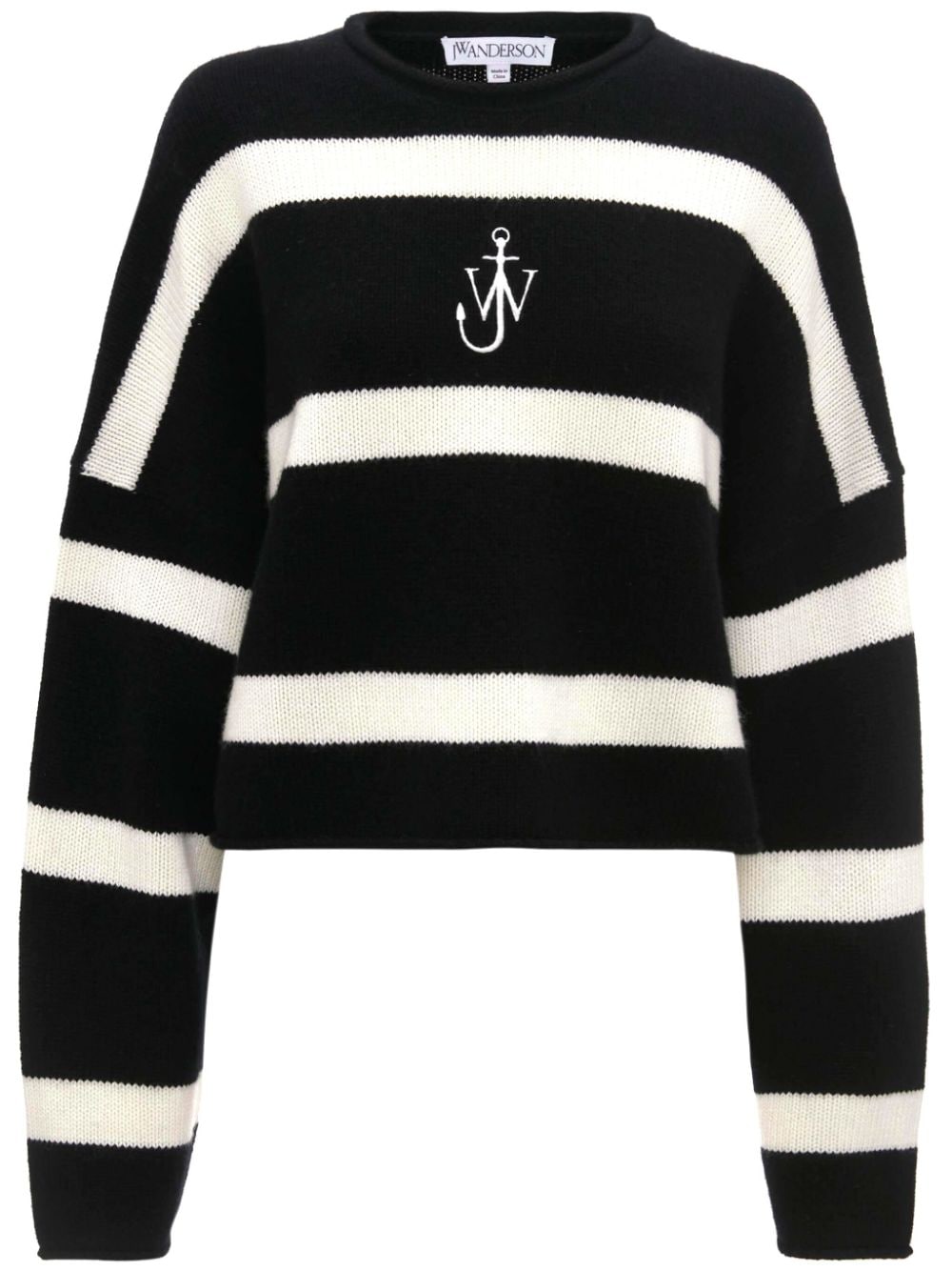 JW Anderson Gestreifter Pullover mit Logo-Stickerei - Schwarz von JW Anderson