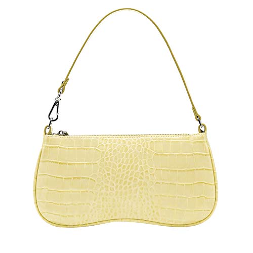 JW PEI 90s Shoulder Bag for Women Vegan Leather Crocodile Purse Classic Clutch Handbag (Light Yellow) von JW PEI