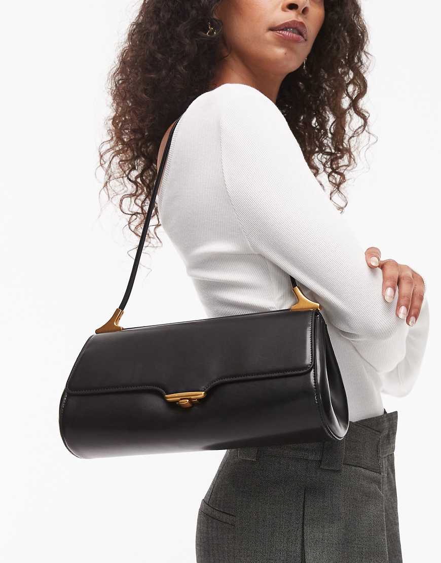 JW PEI - Eloise - Schlichte Schultertasche in Schwarz mit goldfarbener Metallverzierung von JW PEI