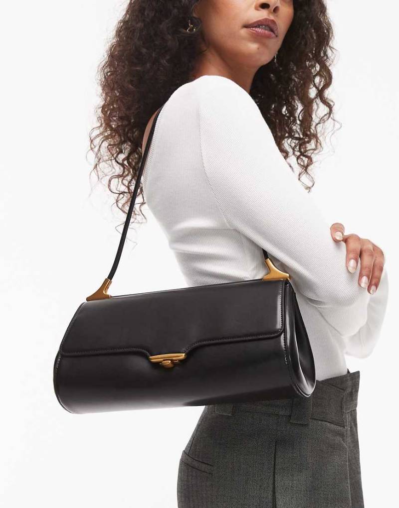 JW PEI - Eloise - Schlichte Schultertasche in Schwarz mit goldfarbener Metallverzierung von JW PEI