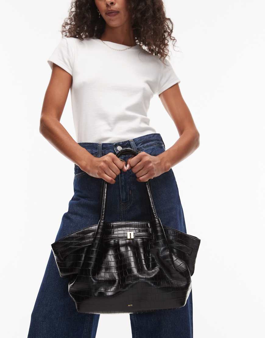 JW PEI - Hana - Mittelgroße Tragetasche in Kroko-Schwarz von JW PEI