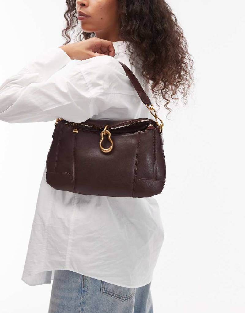 JW PEI - Jayla - Schultertasche in Schokobraun mit geschmolzenem Schnallendetail-Brown von JW PEI