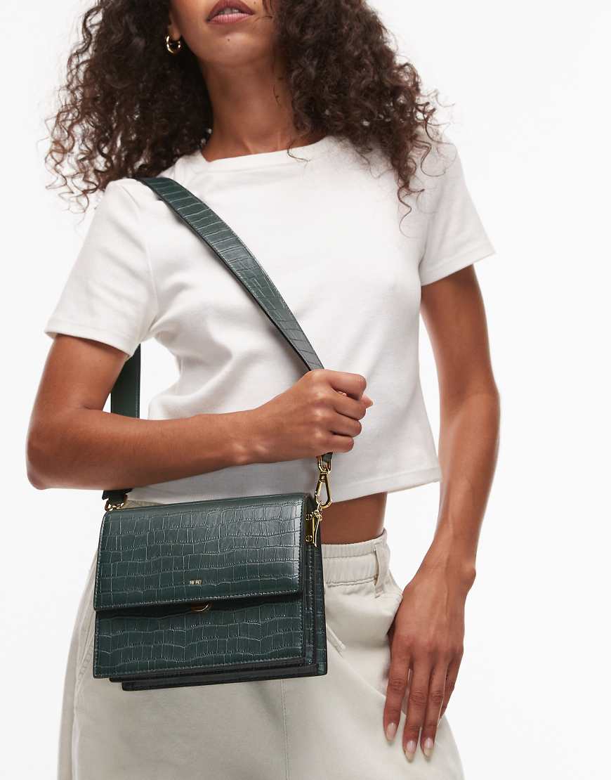 JW PEI - Kleine Umhängetasche in Kroko-Grün mit Umschlag von JW PEI