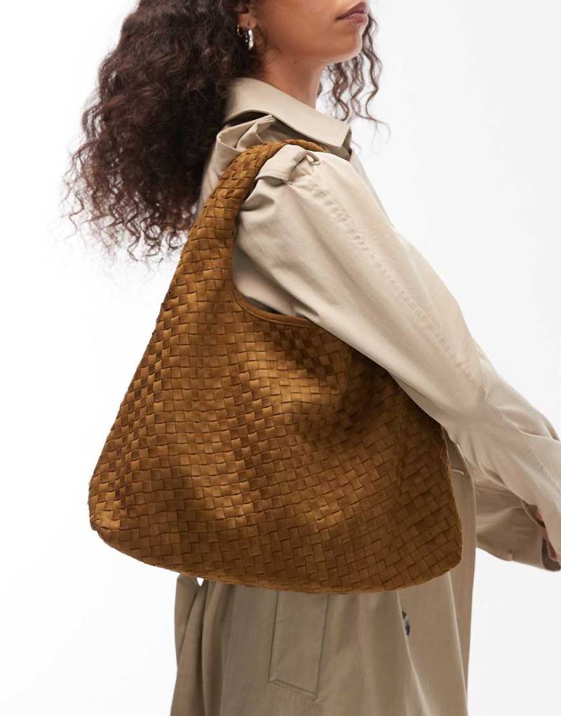 JW PEI - Lara - Große Schultertasche aus gewebtem Wildlederimitat in Olivgrün von JW PEI