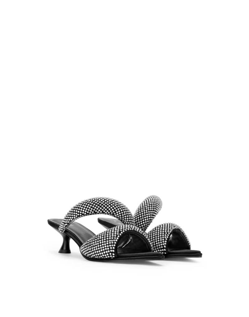 JW PEI - Sara - Mules mit Absatz und Kristalloptik-Silber von JW PEI
