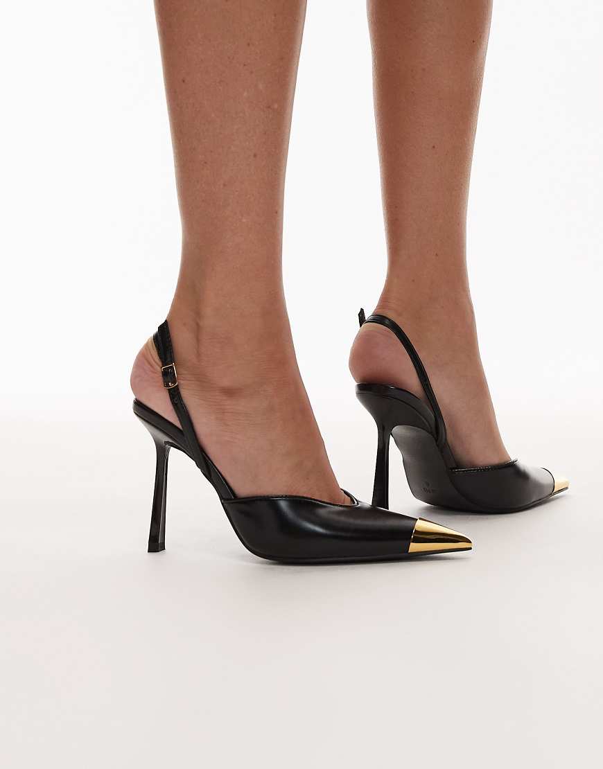 JW PEI - Savannah - Absatzschuhe in Schwarz mit Fersenriemen und Metallspitze von JW PEI