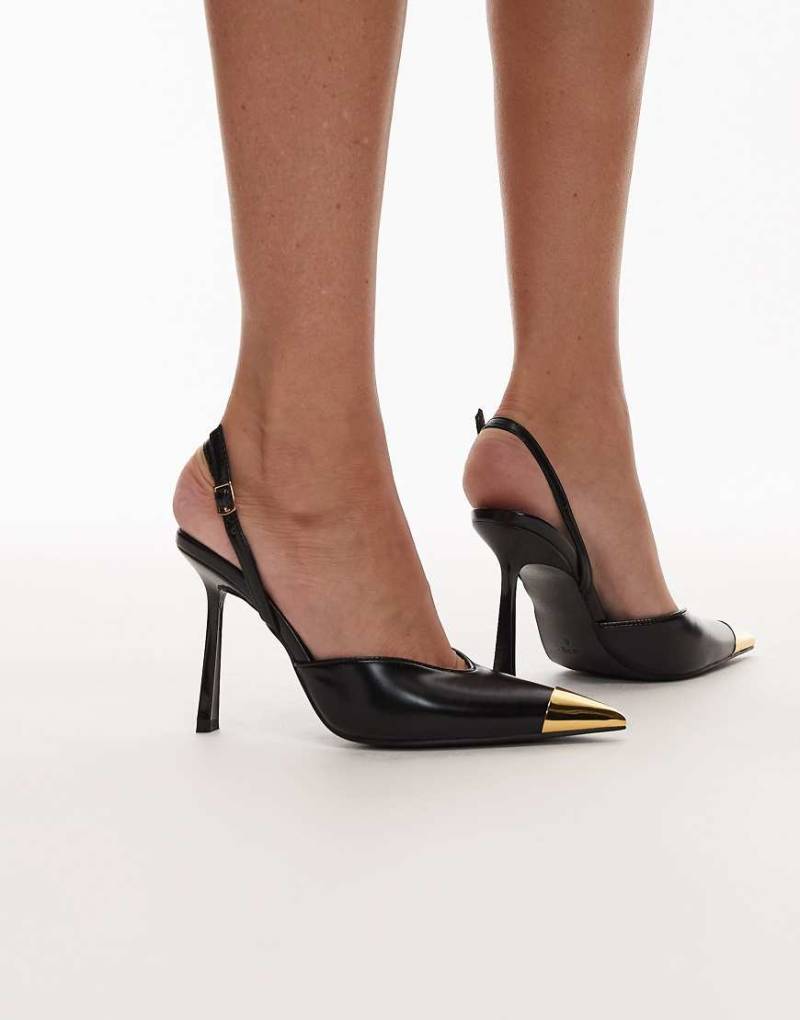 JW PEI - Savannah - Absatzschuhe in Schwarz mit Fersenriemen und Metallspitze von JW PEI