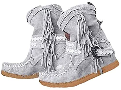 JWCN Kurze Stiefel, Lässige Fransenstiefel Damen Runde Zehe Damen Niedriger Absatz Western Cowboystiefel Ritterreitstiefel,Grau,40EU,Uptodate JWCN Kurze Stiefel, Lässige Fransenstiefel Damen Runde Zehe Damen Niedriger Absatz Western Cowboystiefel Ritterreitstiefel,Grau,40EU,Uptodate von JWCN