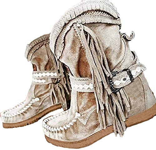 JWCN Kurze Stiefel, Lässige Fransenstiefel Damen Runde Zehe Damen Niedriger Absatz Western Cowboystiefel Ritterreitstiefel,Khaki,40EU,Uptodate JWCN Kurze Stiefel, Lässige Fransenstiefel Damen Runde Zehe Damen Niedriger Absatz Western Cowboystiefel Ritterreitstiefel,Khaki,40EU,Uptodate von JWCN