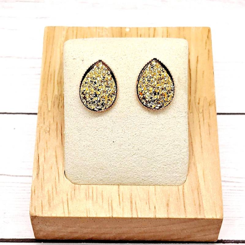 Gold Druzy Teardrop Ohrstecker Handgemachter Schmuck von JWDesignsByBrittney