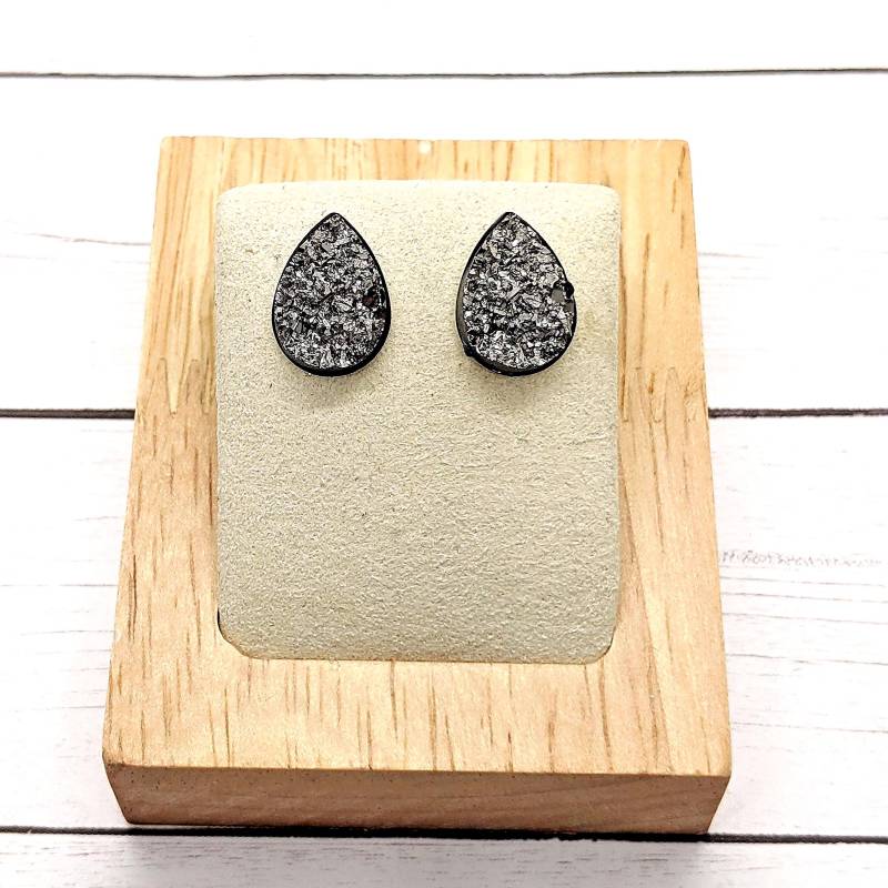 Gunmetal Druzy Teardrop Ohrstecker Handgemachter Schmuck von JWDesignsByBrittney