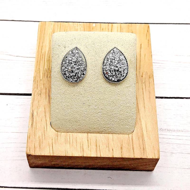 Silber Druzy Teardrop Ohrstecker Handgemachter Schmuck von JWDesignsByBrittney