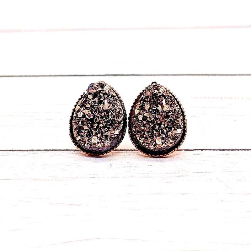 Teardrop Druzy Ohrstecker Rotgold Ohrringe von JWDesignsByBrittney