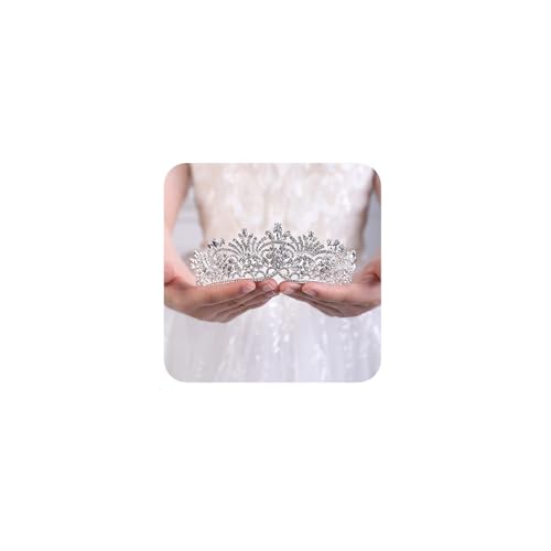 JWICOS Braut-Tiara-Krone mit Kristallen, für Bräute und Brautjungfern (Silber) von JWICOS