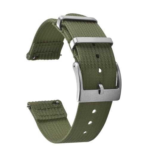 JWNSPA Zweiteiliges Schnellverschluss-Uhrenarmband aus ballistischem geripptem Nylon, 18/20/22 mm, Ersatz-Uhrenarmband für Herren und Damen, Army Green, 18mm, Casual JWNSPA Zweiteiliges Schnellverschluss-Uhrenarmband aus ballistischem geripptem Nylon, 18/20/22 mm, Ersatz-Uhrenarmband für Herren und Damen, Army Green, 18mm, Casual von JWNSPA