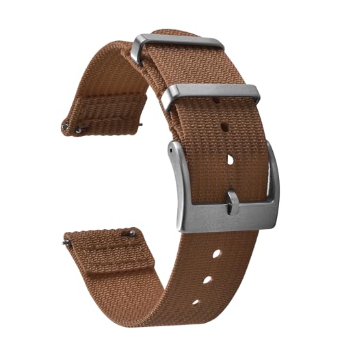 JWNSPA Zweiteiliges Schnellverschluss-Uhrenarmband aus ballistischem geripptem Nylon, 18/20/22 mm, Ersatz-Uhrenarmband für Herren und Damen, Braun, 18mm, Casual JWNSPA Zweiteiliges Schnellverschluss-Uhrenarmband aus ballistischem geripptem Nylon, 18/20/22 mm, Ersatz-Uhrenarmband für Herren und Damen, Braun, 18mm, Casual von JWNSPA