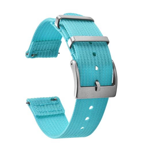 JWNSPA Zweiteiliges Schnellverschluss-Uhrenarmband aus ballistischem geripptem Nylon, 18/20/22 mm, Ersatz-Uhrenarmband für Herren und Damen, Himmelblau, 22mm, Casual JWNSPA Zweiteiliges Schnellverschluss-Uhrenarmband aus ballistischem geripptem Nylon, 18/20/22 mm, Ersatz-Uhrenarmband für Herren und Damen, Himmelblau, 22mm, Casual von JWNSPA