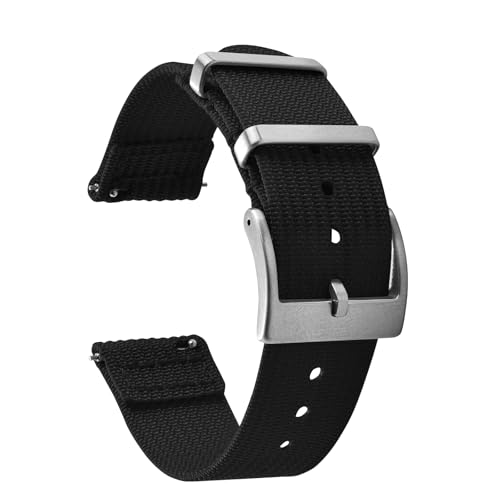 JWNSPA Zweiteiliges Schnellverschluss-Uhrenarmband aus ballistischem geripptem Nylon, 18/20/22 mm, Ersatz-Uhrenarmband für Herren und Damen, Schwarz, 20mm, Casual JWNSPA Zweiteiliges Schnellverschluss-Uhrenarmband aus ballistischem geripptem Nylon, 18/20/22 mm, Ersatz-Uhrenarmband für Herren und Damen, Schwarz, 20mm, Casual von JWNSPA