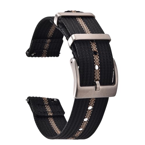 JWNSPA Zweiteiliges Schnellverschluss-Uhrenarmband aus ballistischem geripptem Nylon, 18/20/22 mm, Ersatz-Uhrenarmband für Herren und Damen, Schwarz Khaki, 22mm, Casual JWNSPA Zweiteiliges Schnellverschluss-Uhrenarmband aus ballistischem geripptem Nylon, 18/20/22 mm, Ersatz-Uhrenarmband für Herren und Damen, Schwarz Khaki, 22mm, Casual von JWNSPA