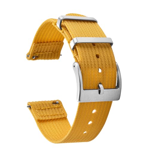 JWNSPA Zweiteiliges Schnellverschluss-Uhrenarmband aus ballistischem geripptem Nylon, 18/20/22 mm, Ersatz-Uhrenarmband für Herren und Damen, gelb, 20mm, Casual JWNSPA Zweiteiliges Schnellverschluss-Uhrenarmband aus ballistischem geripptem Nylon, 18/20/22 mm, Ersatz-Uhrenarmband für Herren und Damen, gelb, 20mm, Casual von JWNSPA