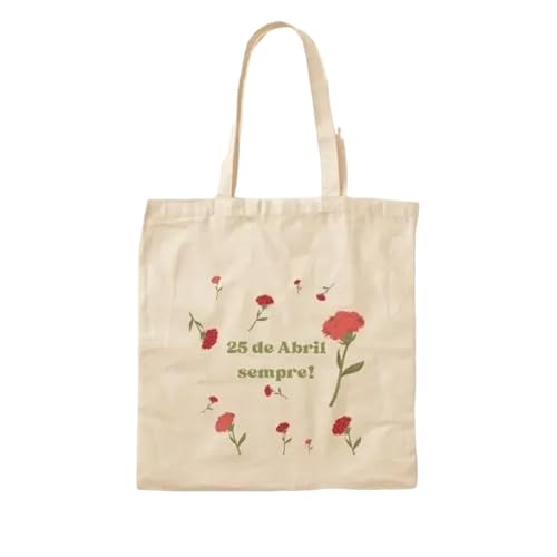 JWPPPATD 25 Abril Cotton Canvas Bag Handbag Tote Printed Ladies Shopper Foldable Unisex Fashion Casual Reusable Shoulder Bag Fabric von JWPPPATD