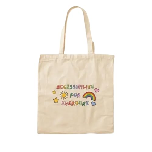 JWPPPATD Accessibility For Everyone Slogan Cotton Canvas Bag Foldable Tote Shopper Grocery Shoulder Bag Unisex Printed Reusable Handbag von JWPPPATD