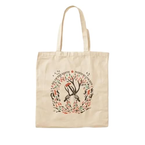 JWPPPATD All Of The Earth Fights By Our Side Cott Canvas Bag Reusable Ladies Fashion Tote Shoulder Bag Grocery Designer Casual Foldable von JWPPPATD