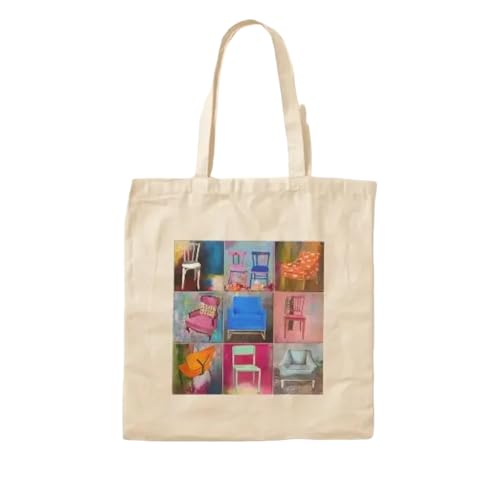 JWPPPATD An Array Of Chairs Cotton Canvas Bag Designer Fashion Grocery Tote Foldable Ladies Printed Shopper Fabric Shoulder Bag Casual von JWPPPATD