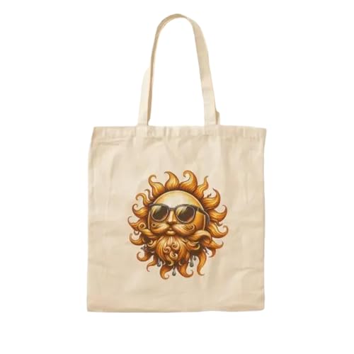 JWPPPATD Bearded Sun Cotton Canvas Bag Handbag Printed Reusable Women Unisex Ladies Grocery Tote Travel Shoulder Bag Fashion Designer von JWPPPATD