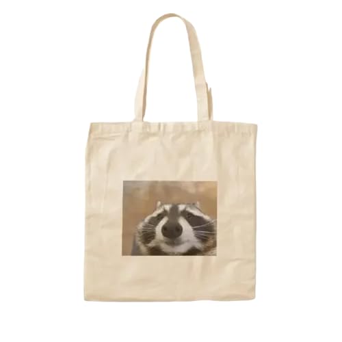 JWPPPATD Big Raccoon Cotton Canvas Bag Fashion Fabric Printed Tote Unisex Women Ladies Casual Shopper Foldable Designer Shoulder Bag von JWPPPATD