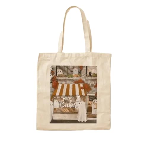 JWPPPATD Boo Bakery Cotton Canvas Bag Travel Handbag Fashion Reusable Casual Foldable Fabric Shopper Ladies Printed Designer Tote von JWPPPATD