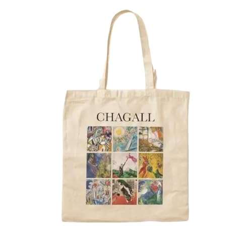 JWPPPATD Chagall Collage Cotton Canvas Bag Reusable Designer Shopper Grocery Shoulder Bag Printed Tote Travel Foldable Casual Unisex von JWPPPATD