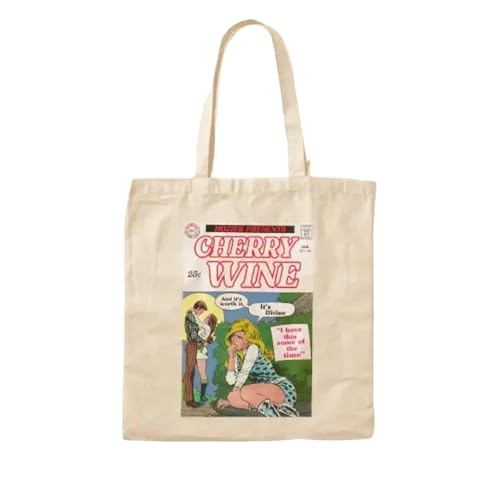 JWPPPATD Cherry Wine Hozier Retro Comic Cotton Canvas Bag Tote Grocery Handbag Casual Reusable Fabric Foldable Designer Ladies von JWPPPATD