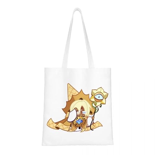 JWPPPATD Cookie Run Kingdom Canvas Tote Handtasche Pure Vanilla Cookie Einkaufstaschen Wiederverwendbare Einkaufstaschen für Frauen von JWPPPATD