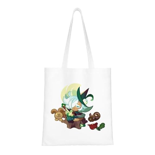JWPPPATD Cookie Run Kingdom Tragetaschen Damen Handtasche Faltbare Student Clover Cookie Schultertasche Wiederverwendbare Einkaufstasche von JWPPPATD