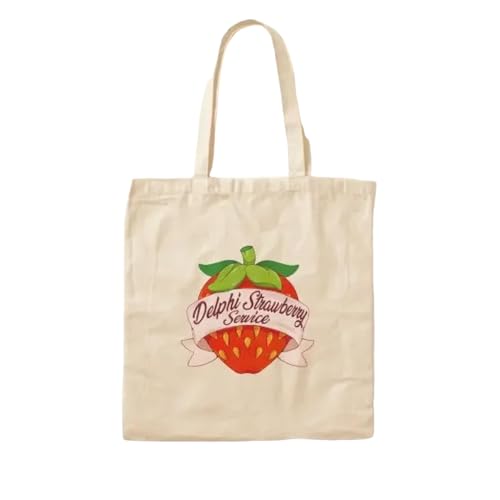 JWPPPATD Delphi Strawberry Service Cotton Canvas Bag Women Ladies Tote Grocery Casual Handbag Shopper Travel Printed Fashion Reusable von JWPPPATD