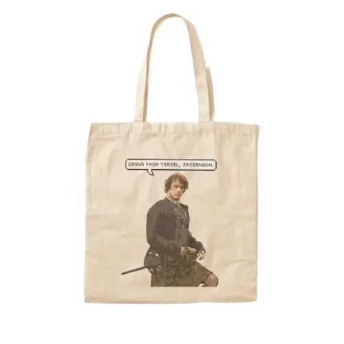 JWPPPATD Dinna Fash Yersel Sassenach Cotton Canvas Bag Fashion Fabric Designer Handbag Shopper Casual Tote Women Foldable Shoulder Bag von JWPPPATD